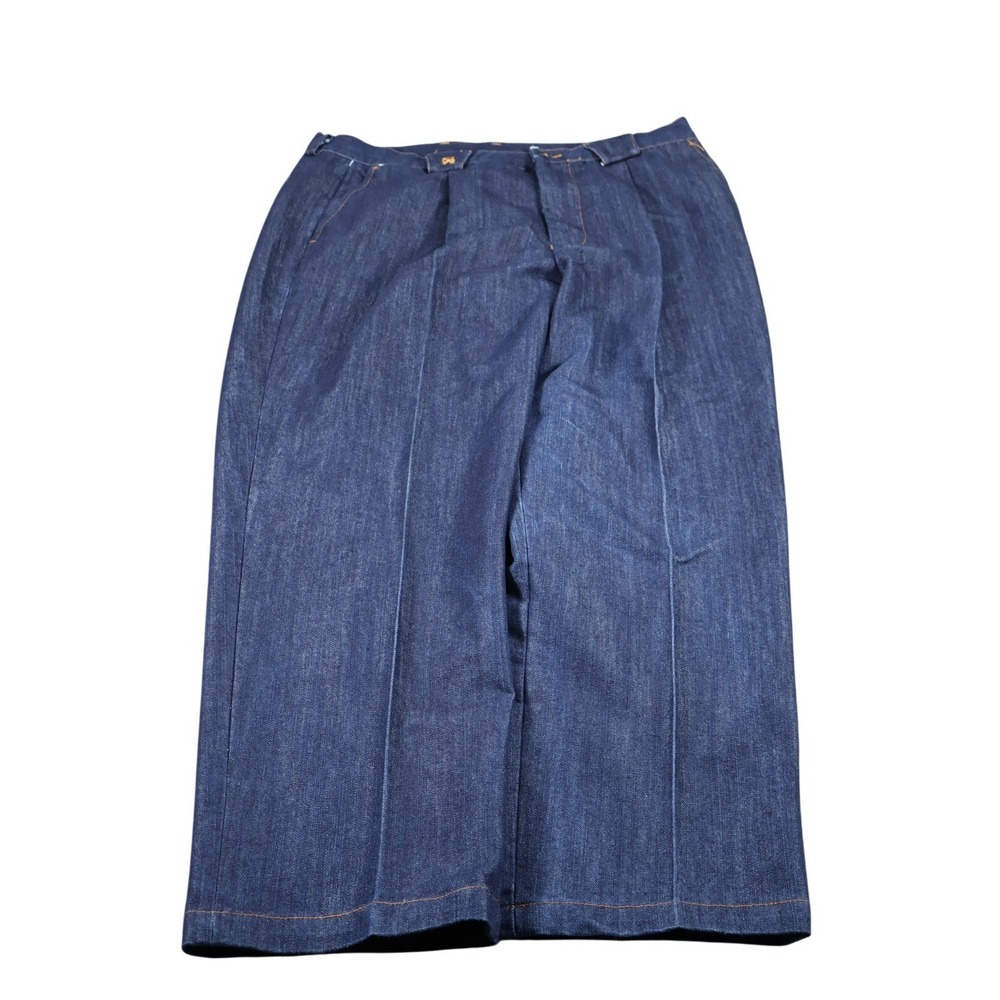 Stacy Adams Pants Mens 38x32 Blue Dress Pants Pleated Wide-Leg Cotton Casual